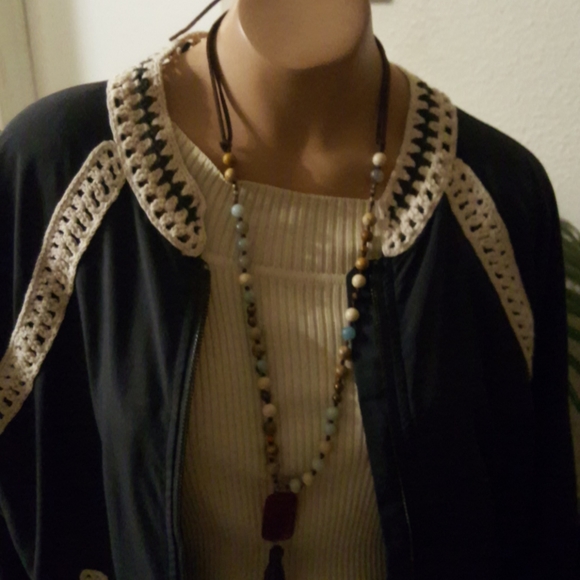 FREE PEOPLE JACKET GRAY/ CREME CROCHET  SMALL - Picture 3 of 11